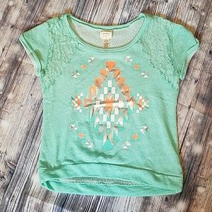 A super cute green short-sleeve like sweatshirt.